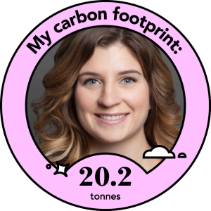 A profile photo of Kelsey, whose carbon footprint is 20.2 tonnes of CO2 annually