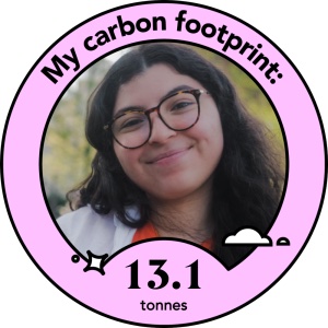 A profile photo of Nour, whose carbon footprint is 13.1 tonnes of CO2 annually