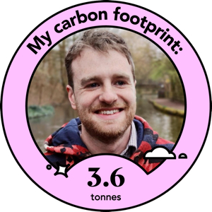 A profile photo for Ben, whose carbon footprint is only 3.6 tonnes of CO2 annually. Wow!